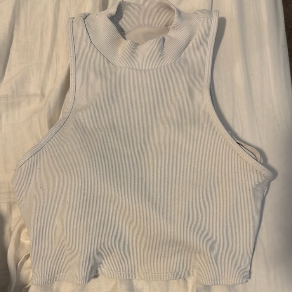ALO Yoga White Ribbed Tank Top